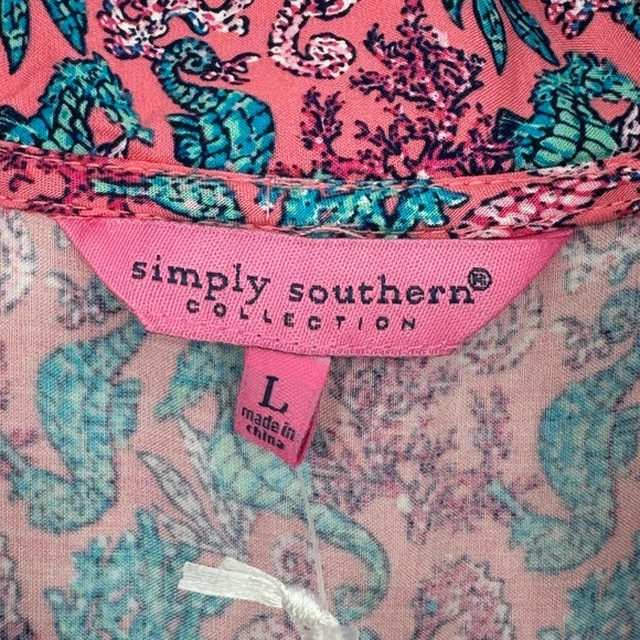 Simply Southern Tiered Ruffle Seahorse Maxi Dress-NWT-Size Large - Picture 4 of 6